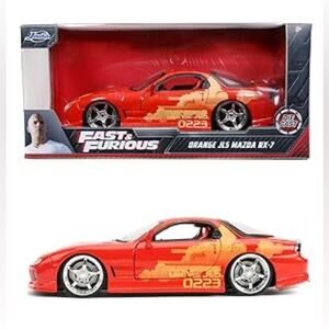 NIB! Jada Toys Fast & Furious 1:24 JLS Mazda RX-7 Die-cast Car Orange/Red